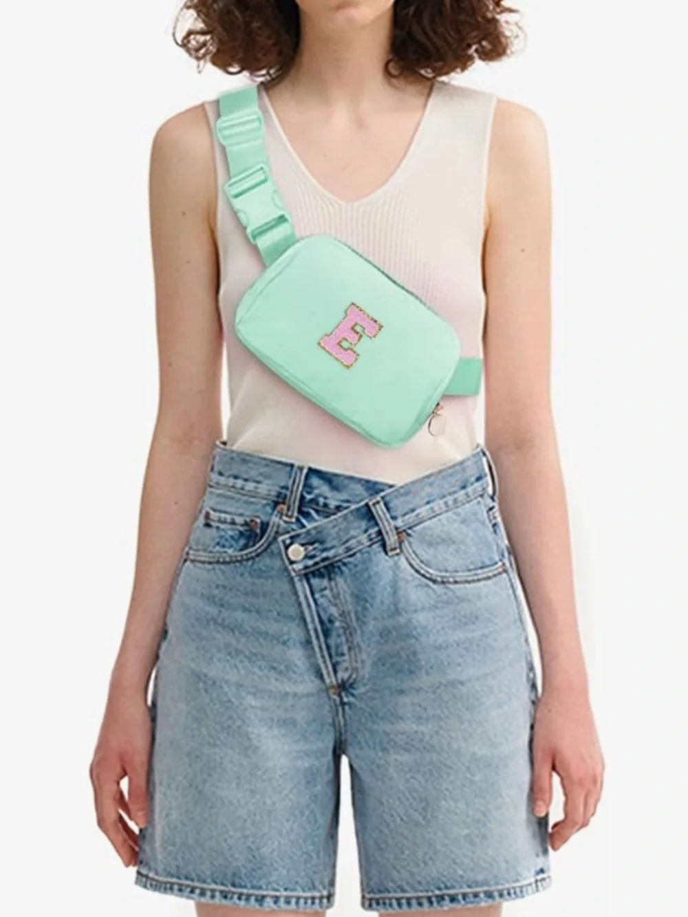 Uygafly Gifts for Girls Kids,Initial Fanny Pack Crossbody Purse Green,E 070